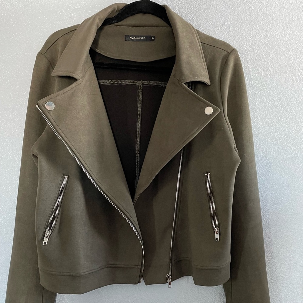 Faux Suede Moto Jacket